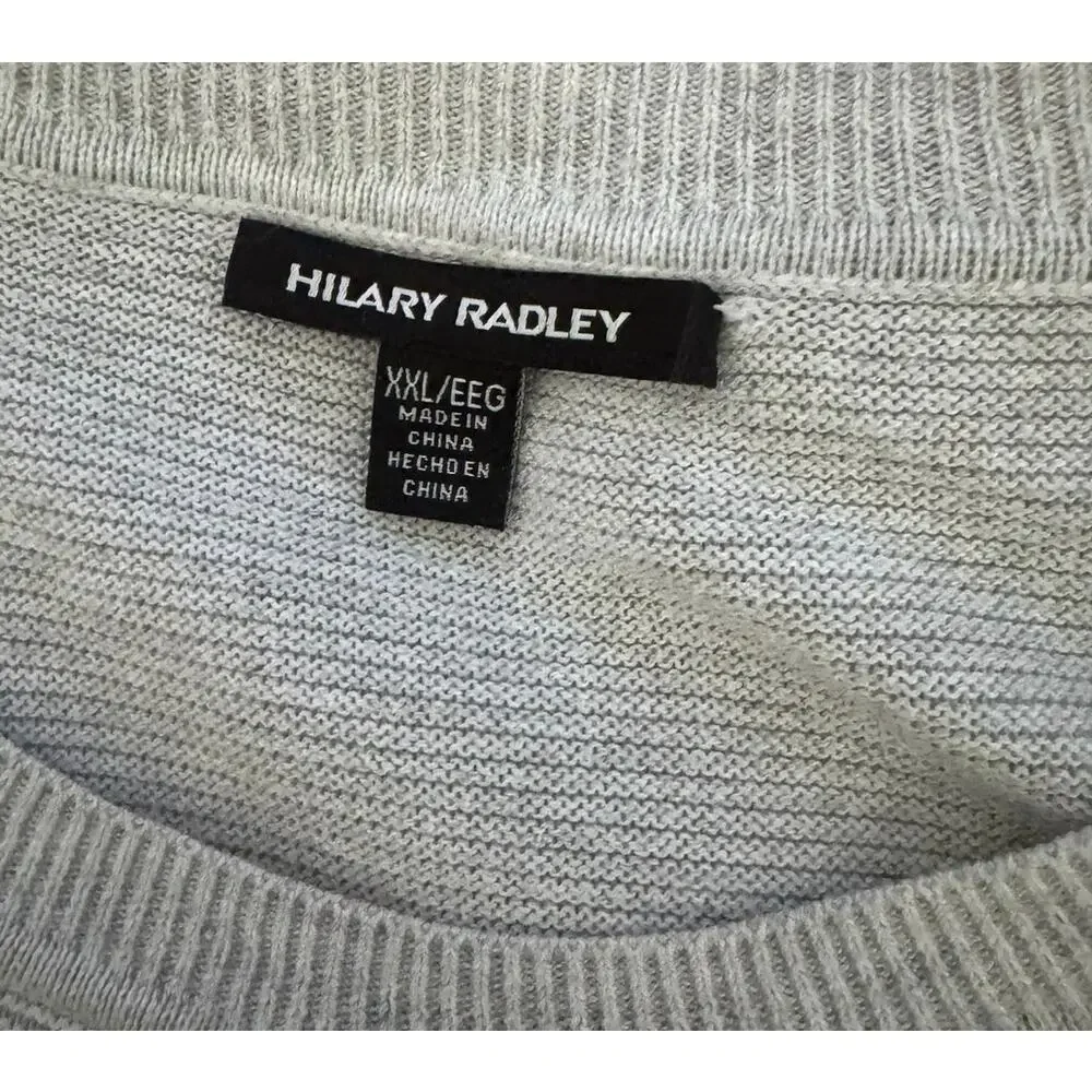 Hilary Radley Womens XXL Gray Round Neck Ribbed Sweater Layer Look